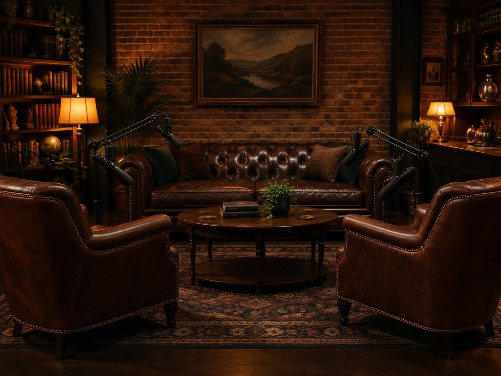 Club Lounge Look with Chesterfield seating at The Pod Media Factory podcast studio in Bali