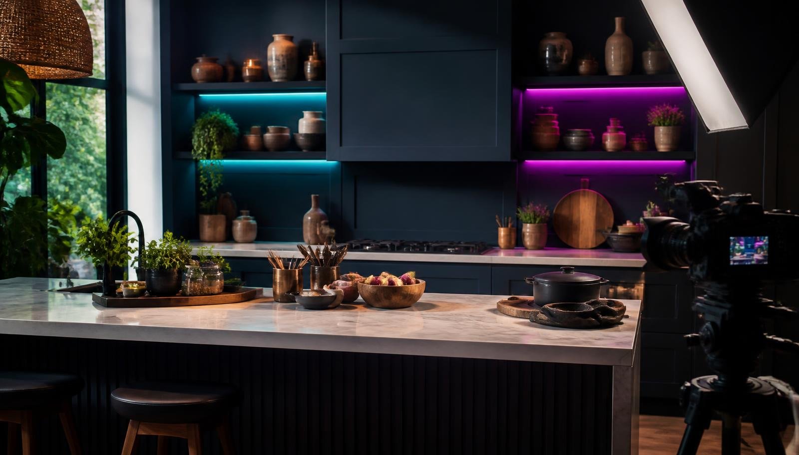 Kitchen Look at The Pod Media Factory podcast studio in Bali